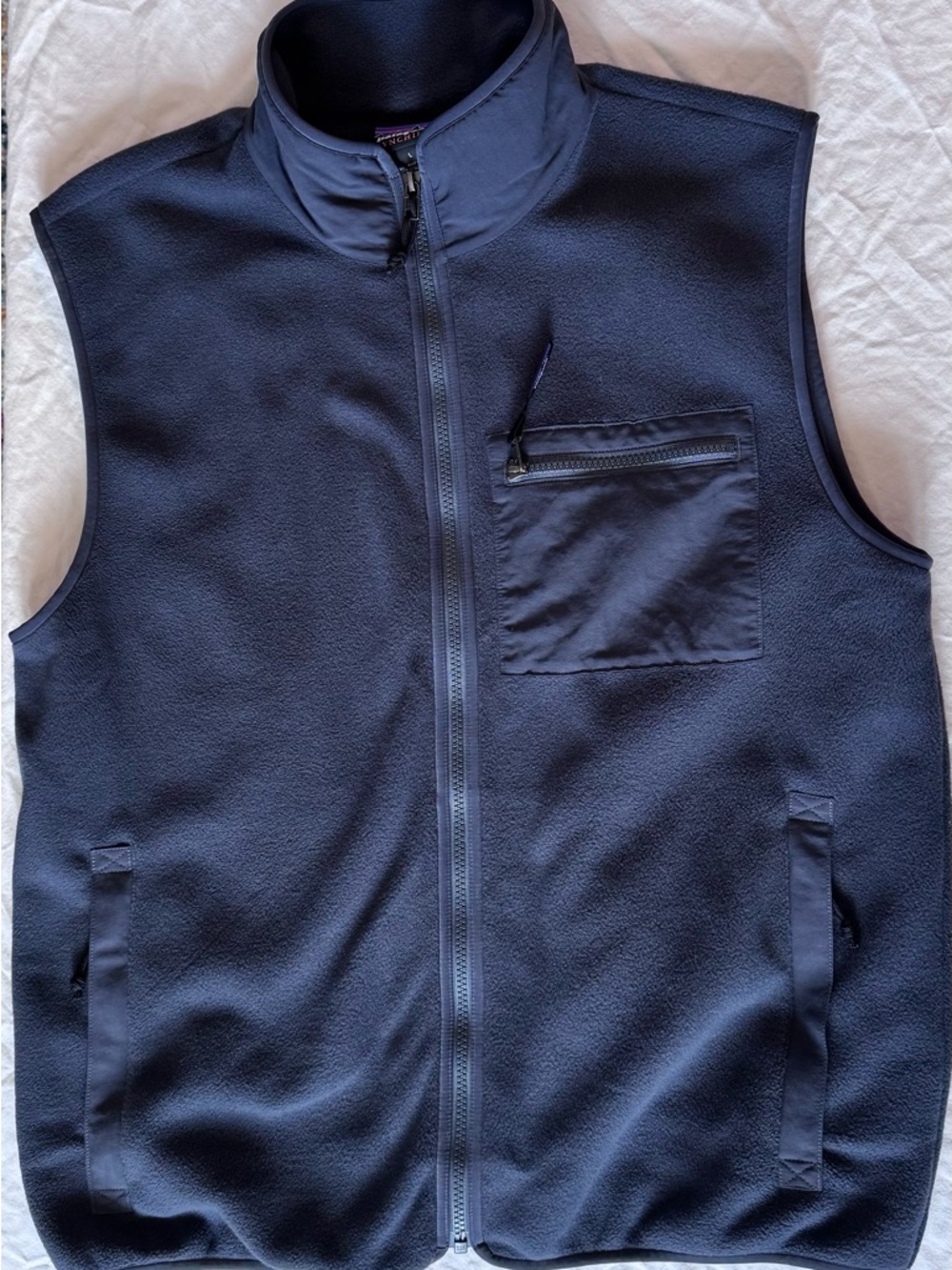 Patagonia Dark Grey/Blue Fleece Zip-Front Vest